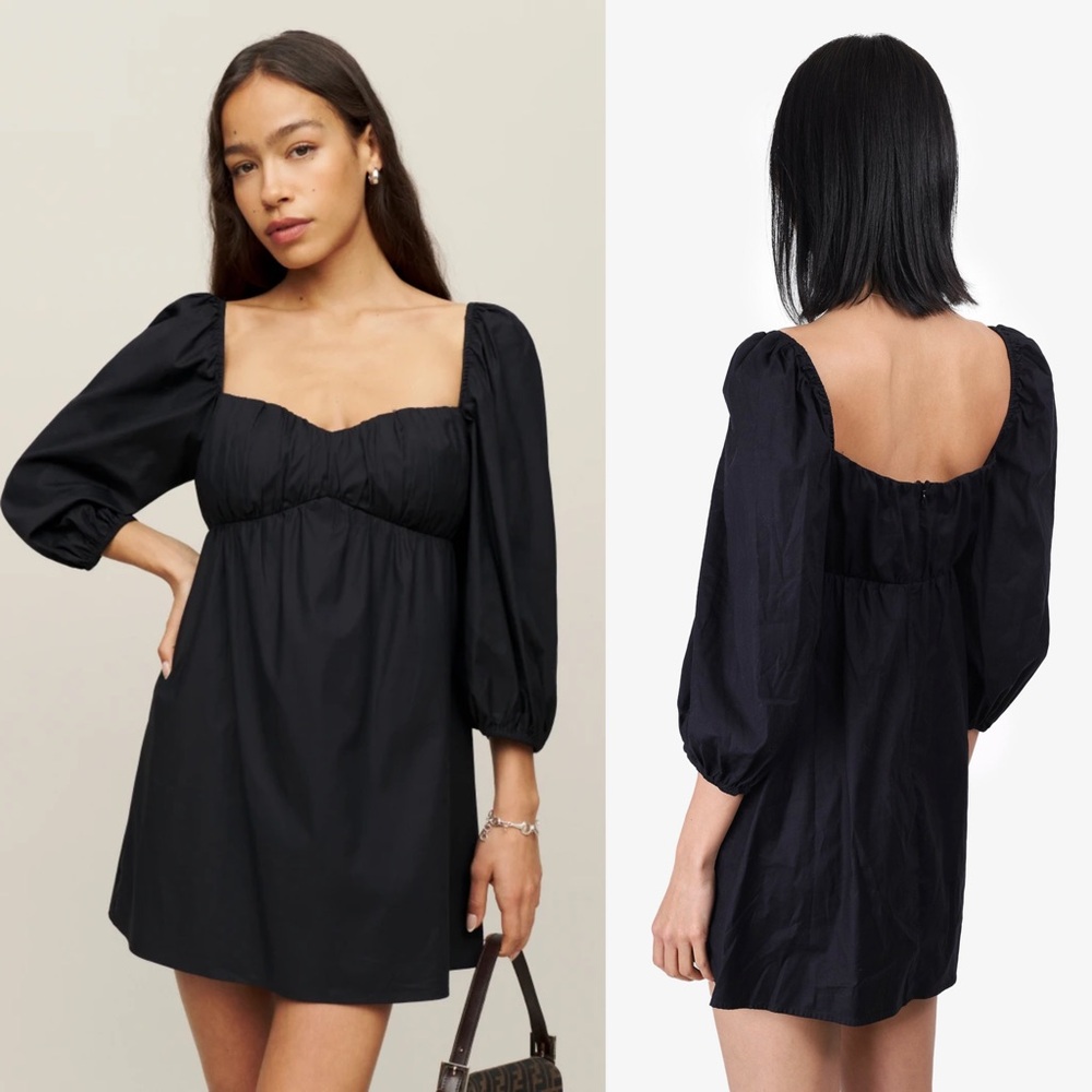 REFORMATION Sweetheart Neck Puff Sleeve Whimsigoth Empire Waist Babydoll Dress 8 - Picture 3 of 9